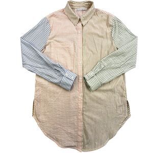 English Factory Button Up Shirt Womens XS Colorblock Striped Linen